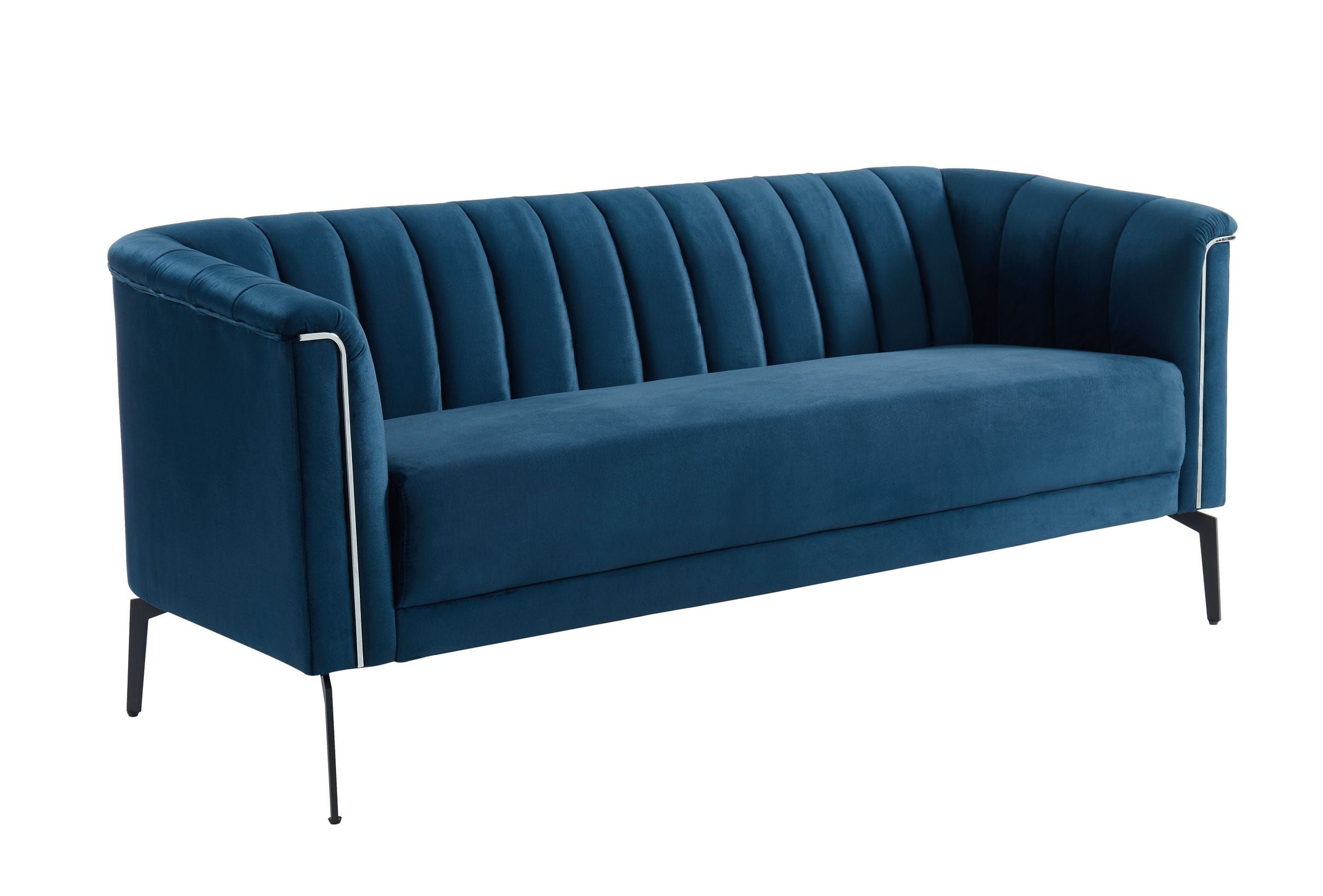 Divani Casa Patton Modern Blue Fabric Sofa