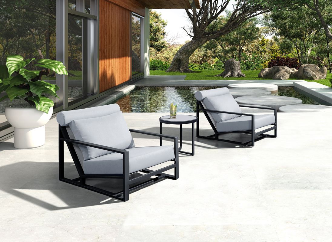 Boardwalk Outdoor Grey Lounge Chair Set