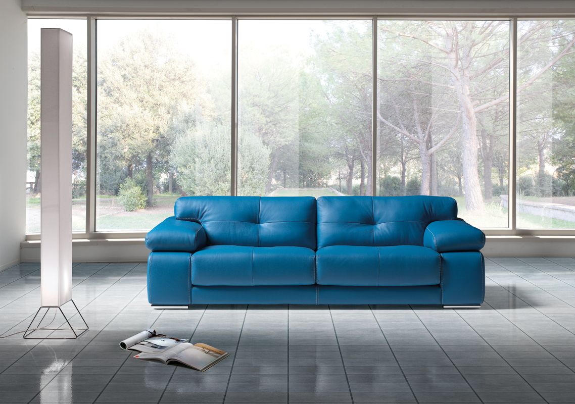 Lamod Italia Santer Modern Blue Leather Sofa Set, image size:1138x800
