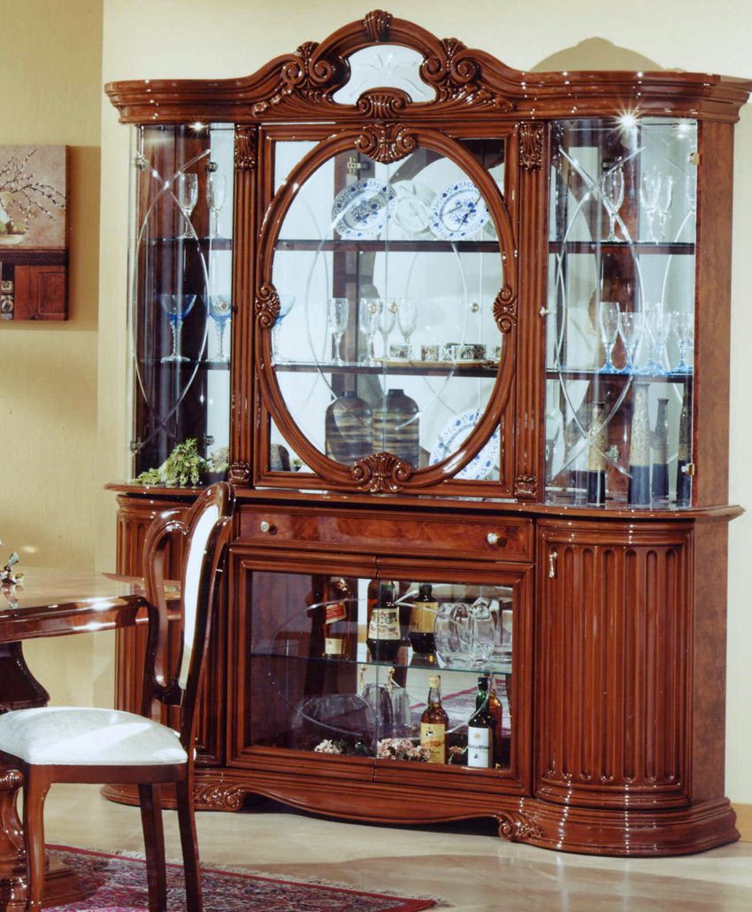 Tiffanie Italian Classic Vitrine China Cabinet, image size:850x1030