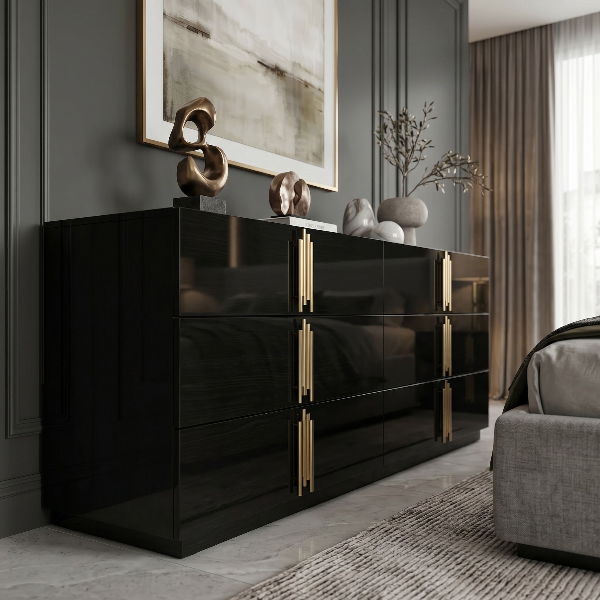 black gold dresser 6 Drawer for Bedroom, 47