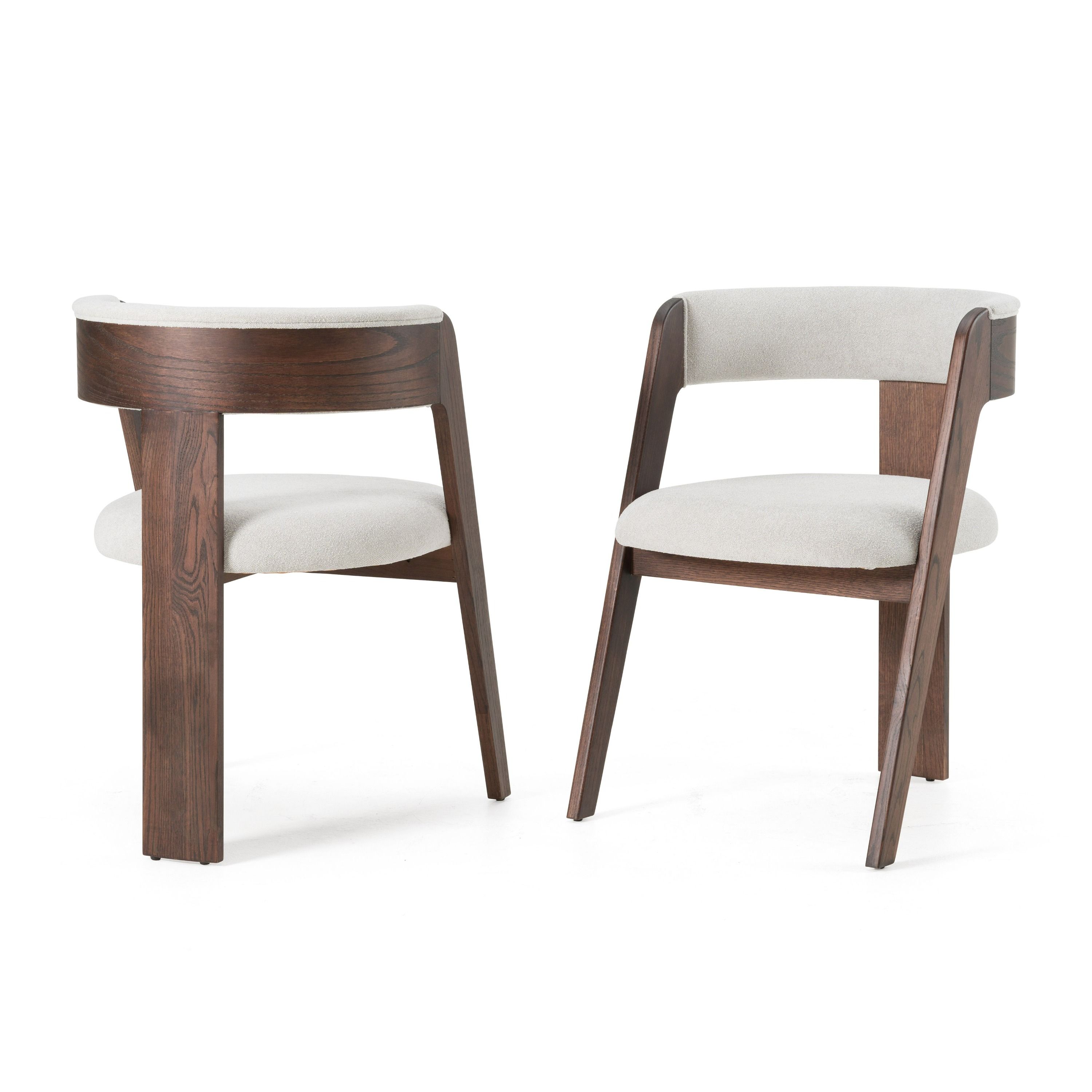 Modrest Washington Modern Off-White Fabric Brown Oak Dining