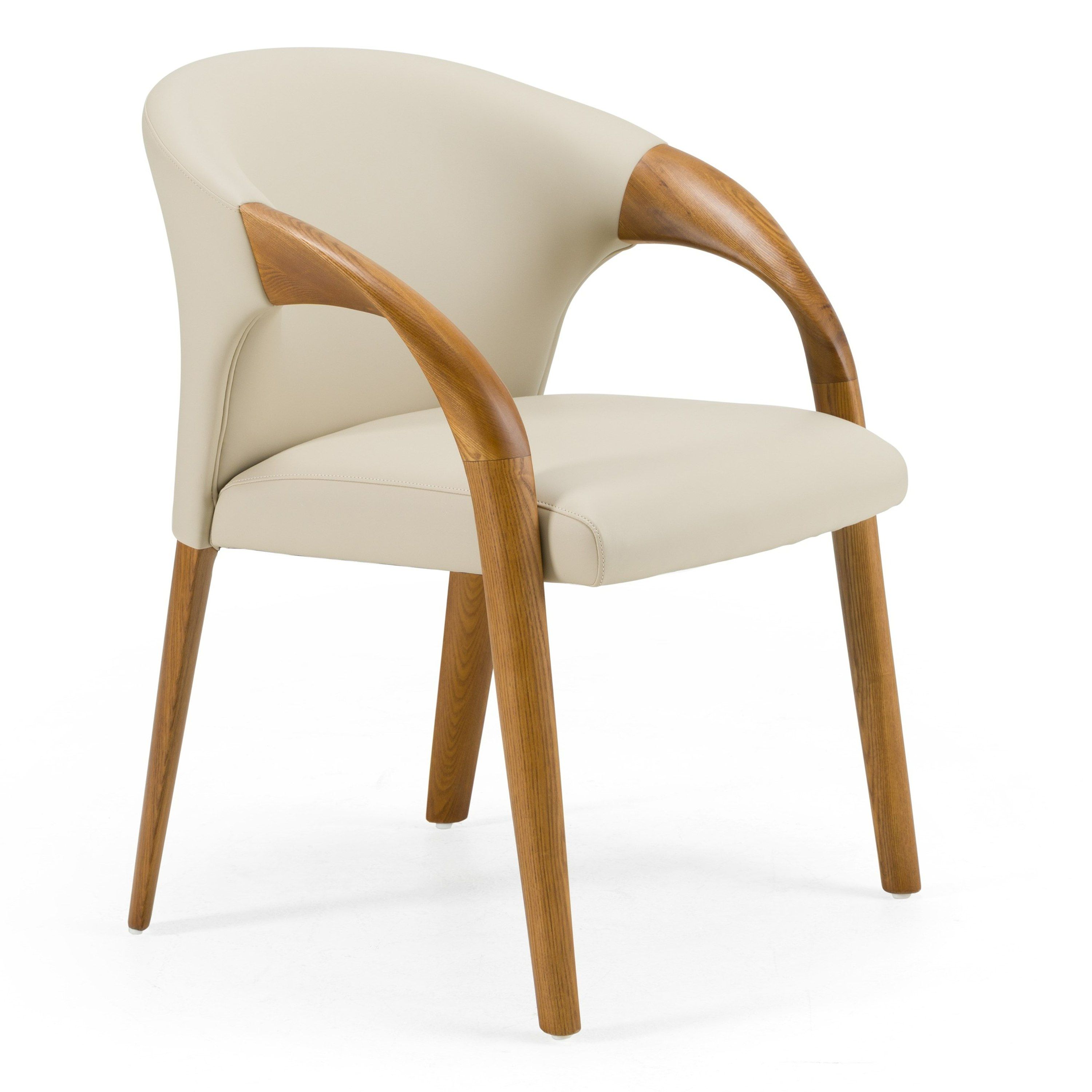 Modrest Wynetta Mid-Century Modern Grey Vegan Leather + Walnut