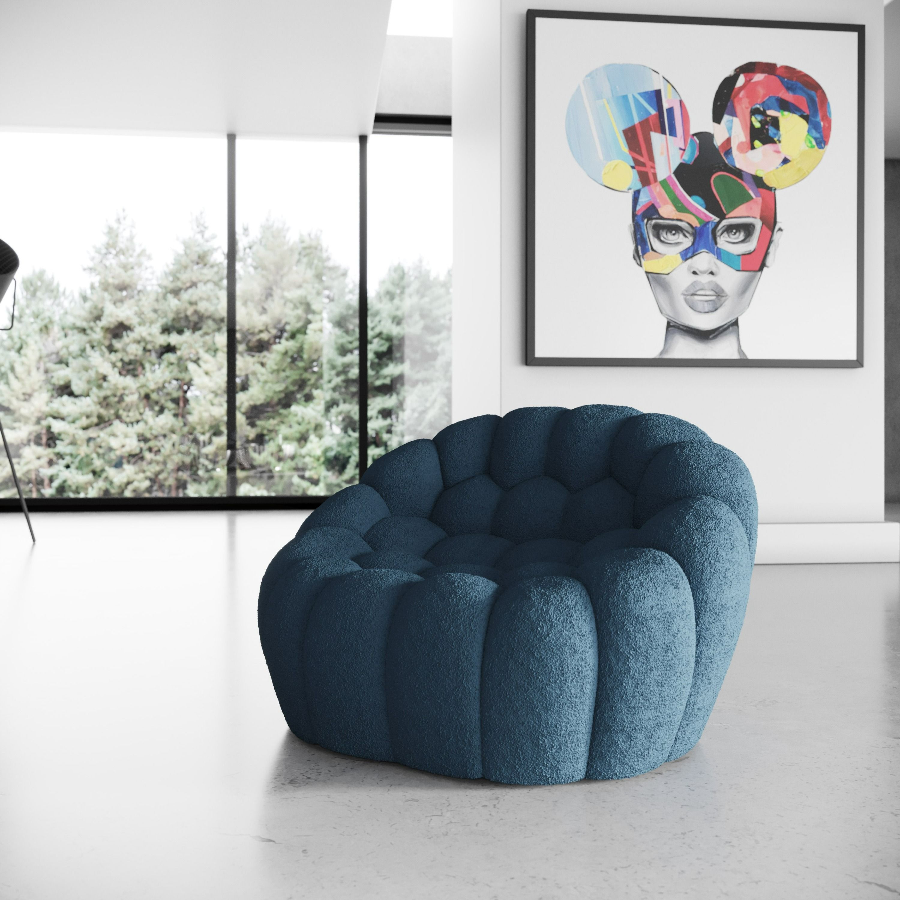 Divani Casa Yolonda Modern Curved Dark Teal Fabric Chair