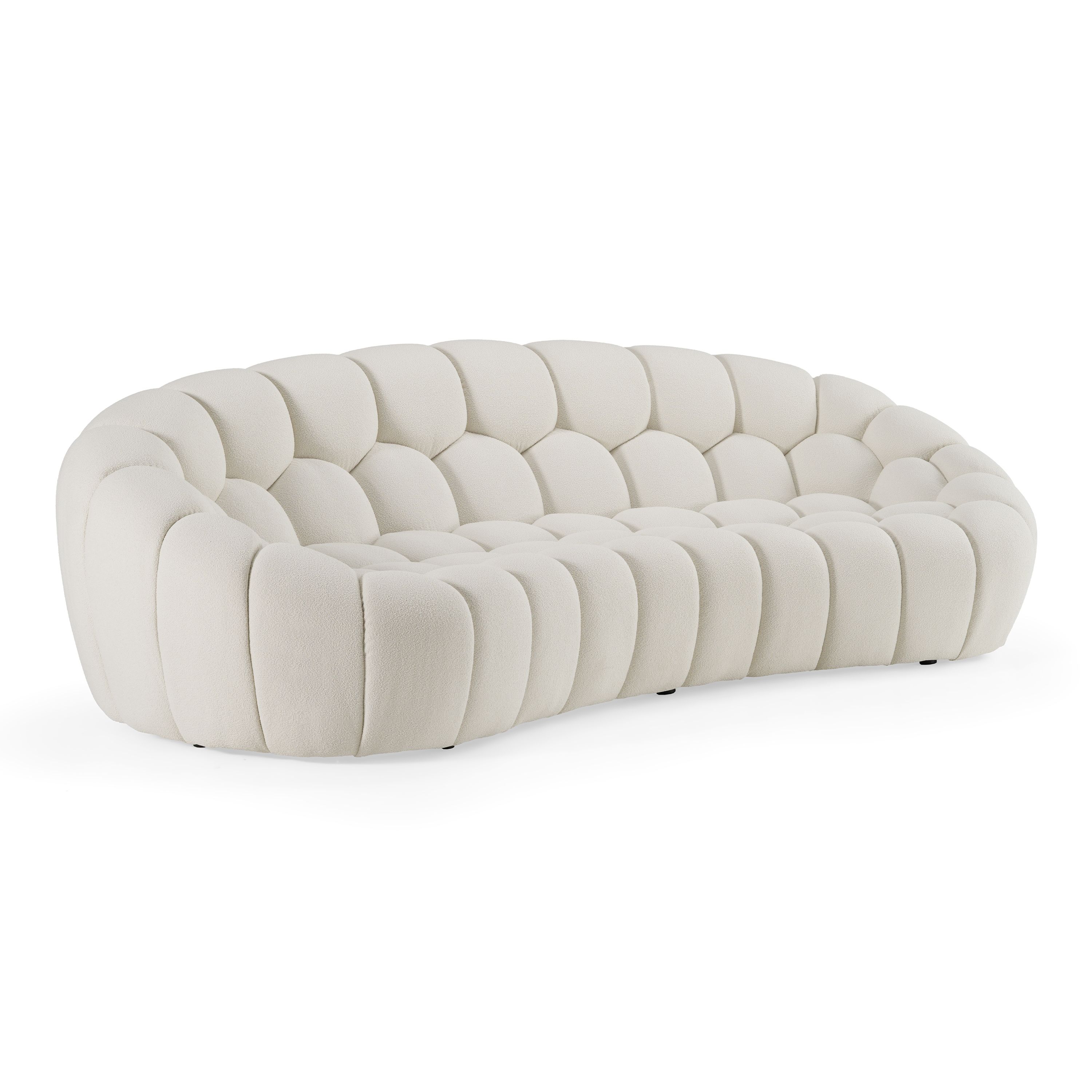 クッション Casanova Divani Casa Yolonda - Modern Curved Off-White Fabric Sofa