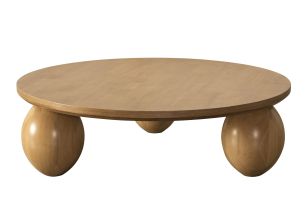 Modrest Optima - Modern Natural Rubberwood Round Coffee Table