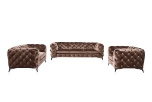 Divani Casa Delilah Modern Brown Fabric Sofa Set
