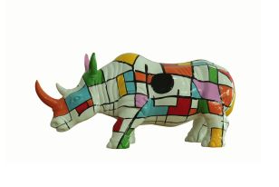 Modrest Abstract Colorful Rhino Sculpture