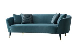Divani Casa Jenner - Modern Aqua Velvet Sofa 
