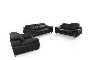 Divani Casa Grange - Modern Black Leather Sofa Set