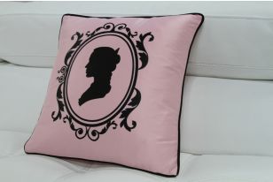 Transitional Pink and Black Print Throw Pillow