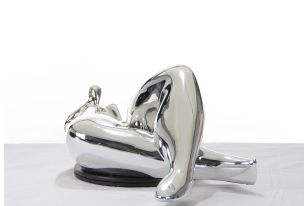 SZ0228 Modern Silver Napping Lady Sculpture