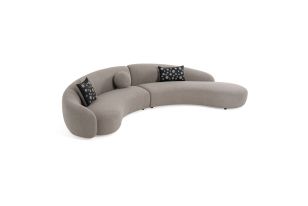 Divani Casa Allis - Glam Grey and Black Fabric Curved Sectional Sofa