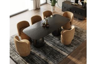 Modrest Calexico - Contemporary Black Wave Glass Rectangular Dining Table