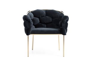 Modrest Debra - Modern Black Velvet + Brushed Brass Dining Chair
