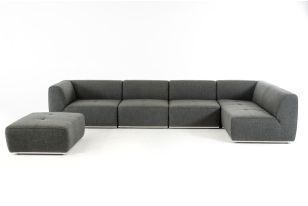 Divani Casa Hawthorn - Modern Grey Fabric Modular Right Facing Sectional Sofa + Ottoman