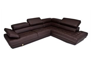 Dima Principe Made In Italy Brown Full Top Grain Leather Sectional Sofa