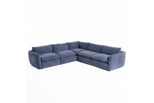 Divani Casa Kinsey - Modern Blue Fabric Modular Left Facing Seat