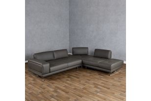 Lamod Italia Mood - Italian Grey Leather Right Facing Sectional Sofa