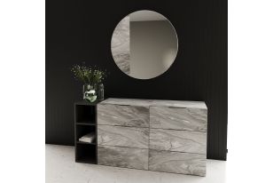 Nova Domus Maranello - Modern Grey Wash & Faux Marble Dresser