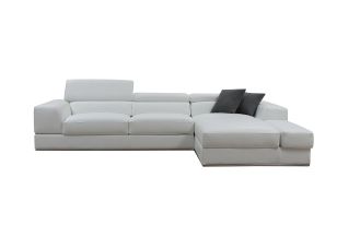 Divani Casa Pella Mini - Modern White Leather Right Facing Sectional Sofa