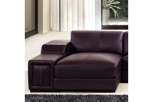 T132V Modern Bonded Leather Sectional Sofa w/ Light and Built-In Side Bookshelf
