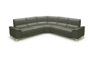 Divani Casa Tilden Modern Dark Grey Eco-Leather Sectional Sofa w/ Recliners