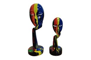 Modrest Rainbow Face Modern Multi-Color Sculpture (Set of 2)