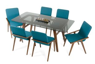 Modrest Zeppelin Mid-Century Smoked Glass Dining Table