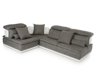 David Ferrari Panorama Italian Modern Grey Fabric & White Leather Sectional Sofa