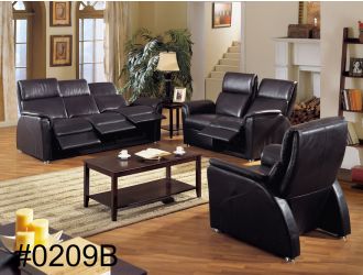 New Black Genuine Leather Sofa with recliners