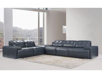 Divani Casa Grafton - Modern Blue Leather Sectional Sofa