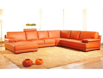 Divani Casa 2227 - Modern Orange Leather U Shaped Sectional Sofa