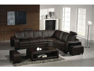 3330 4 pcs Modern Espresso Leather Sectional Sofa
