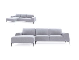 Divani Casa Arthur Modern Light Grey Fabric Sectional Sofa w/ Left Facing Chaise