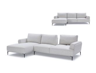 Divani Casa Hero Modern Grey Fabric Sectional Sofa w/ Left Facing Chaise
