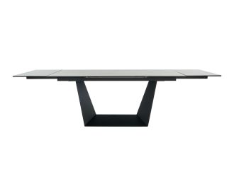 Modrest Baldwin - Modern Grey Ceramic & Black Metal Extendable Dining Table