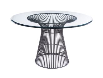 Modrest Chandler - Modern Round Glass & Black Stainless Steel Dining Table