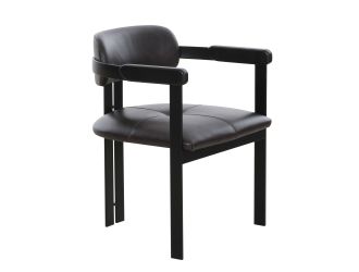 Modrst Aneta - Modern Dark Brown Leather + Black Dining Chair