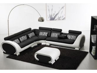 816 Modern Black and White Leather Sectional Sofa