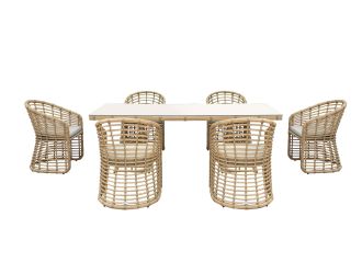 Renava Mina - Outdoor Bamboo Wicker Dining Set