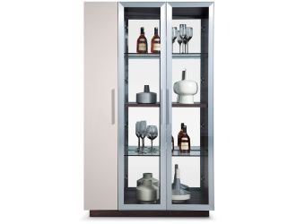 B530 Modern Brown Oak w/ Grey Gloss Wine Cabinet