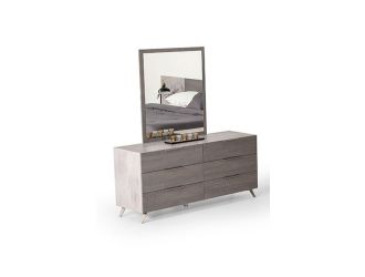 Nova Domus Bronx Italian Modern Faux Concrete & Grey Dresser & Mirror Set