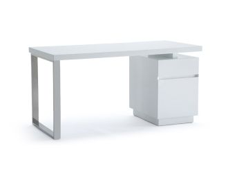 Modrest Carson Modern White & Stainless Steel Office Desk