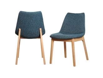 Modrest Chrissy - Modern Blue Fabric Dining Chair (Set of 2)