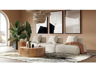 Divani Casa Mondo - Modern 3 Seat Modular Beige Fabric Sectional