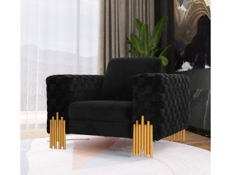 Divani Casa Georgia- Modern Velvet Glam Black + Gold Chair