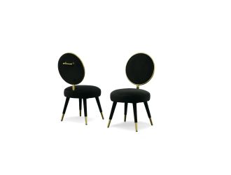 Modrest Haswell - Glam Black Velvet Accent Chair (Set of Two)