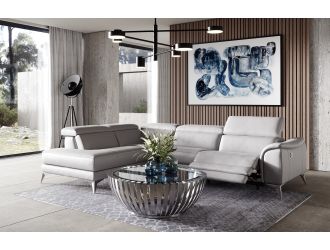 Lamod Italia Monte Carlo - Italian Modern Grey Leather LAF Sectional Sofa