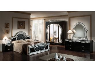 Modrest Rococo - Italian Classic Black & Silver Bedroom Set
